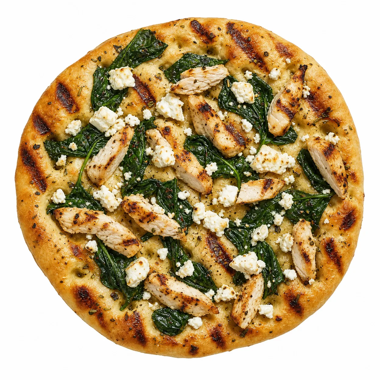Grillad Focaccia med Kyckling, Fetaost & Spenat